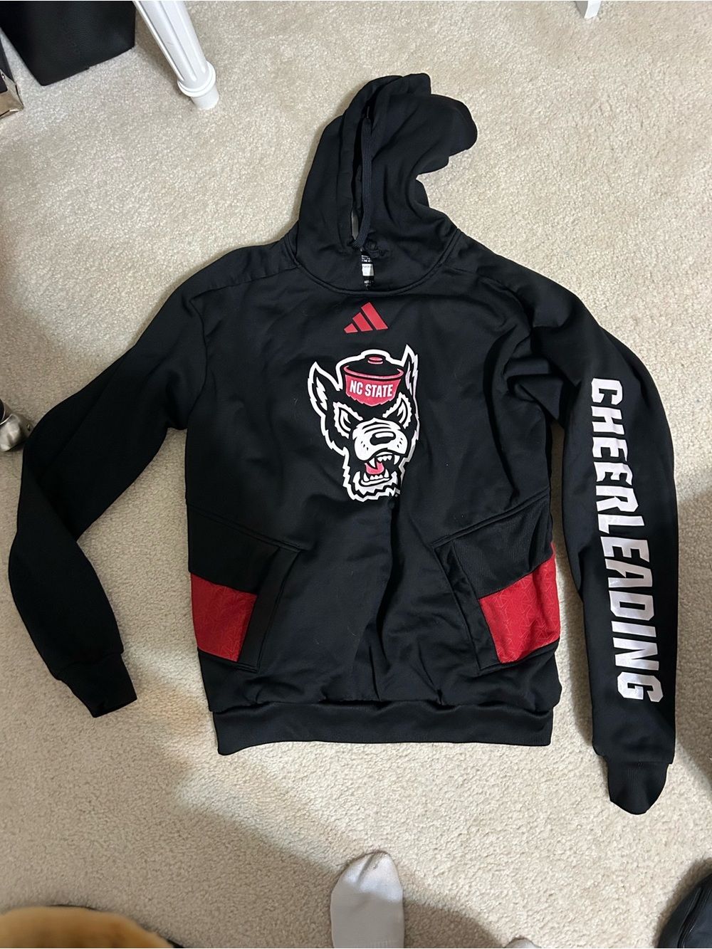 adidas Black and Red NC State Wolfpack Cheer Hoodie